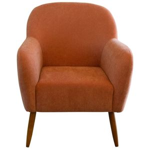 Poltrona Para Sala Decorativa Pés Palito Lapazze Linho Terracota