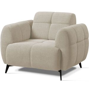 Poltrona Para Sala E Escritório Decorativa Pés Metal Kania Linho Bege