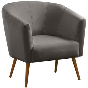Poltrona Para Sala E Escritório Decorativa Pé Palito Belize Veludo Cinza
