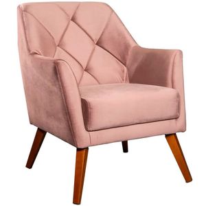 Poltrona Para Sala E Escritório Decorativa Héstia Veludo Rosê