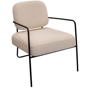 Poltrona Para Sala E Escritório Base De Metal Kaety Linho Palha