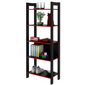Estante Multiuso Gamer Livreiro Office 5 Prateleiras Preto/vermelho