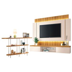 Home Suspenso Illusion 1.8 Cinamomo Off White E Aparador Infinity Cinamomo- Hb Móveis