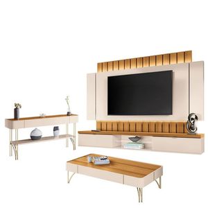 Home Suspenso Illusion 2.2 E Aparador Vivant E Mesa De Centro Cadenza Cinamomo Off White - Hb Móveis