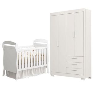Berço Americano Danny E Guarda Roupa Infantil Zaki Branco Acetinado - Reller