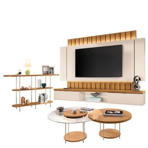 Home Suspenso Illusion 2.2 Cinamomo Off White E Aparador Infinity E Kit Mesa De Centro Sky Cinamomo- Hb Móveis
