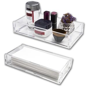Bandeja Toalheiro Acrílico Lavabo P/ Toalhas Comercial Padrão Suporte Higiene Banheiro Decoração Prateleira Elegante