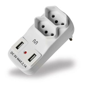 Adaptador De Tomada Multilaser 2 Saídas E 2 Usb - Wi331