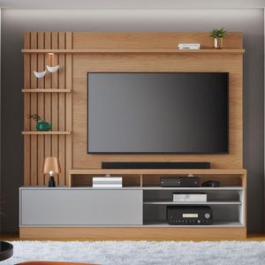 Home Frisado Para Tvs De 65 Iguazu Freijó Cinza