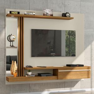 Painel Para Tv Com Espelho E Led Thalita Off White Cinamomo