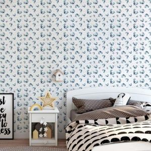 Papel De Parede Infantil Dinossauros Azul