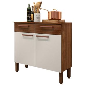 Balcão De Cozinha Com 2 Portas Nantes Ripado Off White