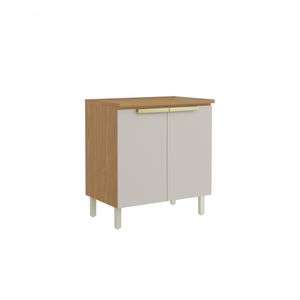 Balcão De Cozinha 80cm 2 Portas Com Tampo New Porto - Itatiaia Freijó/off White