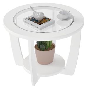 Mesa De Centro Com Tampo De Vidro Pinhais Branco