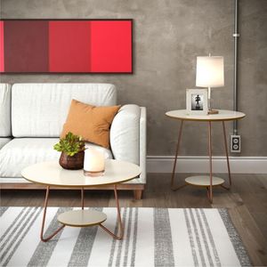 Jogo De Mesa Centro E Lateral Home Off White Freijo