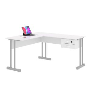 Mesa Em L Com 2 Gavetas Rael Branco