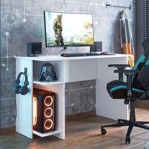 Mesa Gamer Com Suporte De Fone Zalie Branco