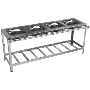 Fogão Industrial Stori Premium 4 Bocas 40x40 M8 Aço Inox 430 Metalmaq Fogão Baixa Pressão