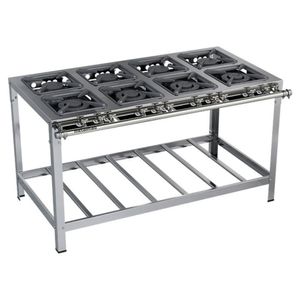 Fogão Industrial Stori Premium 8 Bocas 30x30 M16 Aço Inox 430 Metalmaq Fogão Baixa Pressão