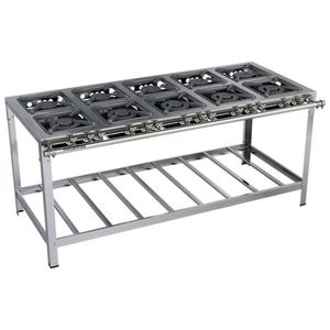 Fogão Industrial Stori Premium 10 Bocas 30x30 M17 Aço Inox 430 Metalmaq Fogão Baixa Pressão