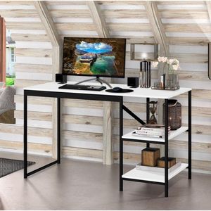 Mesa Industrial Para Escritório Slim Bers Preto E Branco