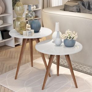 Conjunto Mesa Lateral E Apoio Lisy Branco