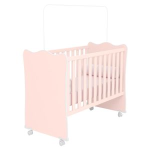 Berço Com 4 Pés Rodizio Tóquio Rosa Acetinado