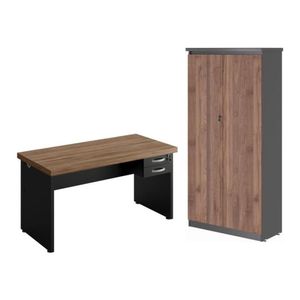 Mesa 1200 Com Armario 2 Portas Alpha Noce Preto