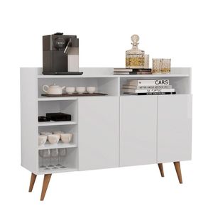 Buffet Aparador 3 Portas Nichos Retro Celta Giga Branco