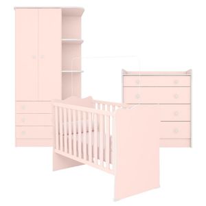 Conjunto Completo Quarto Infantil Quebec Rosa Acetinado