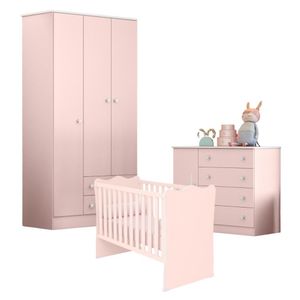 Conjunto Para Quarto Infantil Brighton Rosa Acetinado