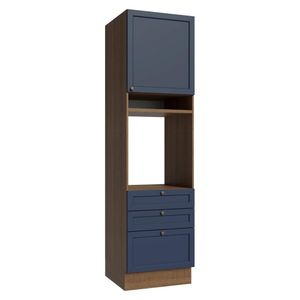 Torre Quente 60 Cm 1 Porta 3 Gavetas Rustic/azul Vik Madesa Rustic/azul
