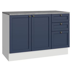 Balcão De Cozinha 120 Cm 2 Portas 3 Gavetas Branco/azul Vik Madesa Branco/azul