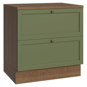 Balcão De Cozinha 80 Cm 2 Gavetas Rustic/verde Vik Madesa Rustic/verde