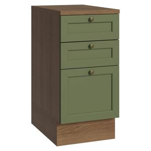 Balcão De Cozinha 40 Cm 3 Gavetas Rustic/verde Vik Madesa Rustic/verde