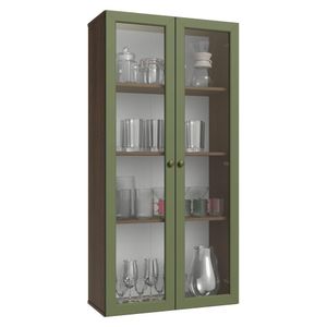 Cristaleira Suspensa 70 Cm 2 Portas De Vidro Vik Madesa Rustic/verde