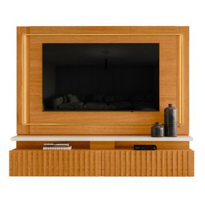 Painel Bancada Suspensa Para Tv 60 Polegadas Gaia - 7 Decor Cinamomo E Off White