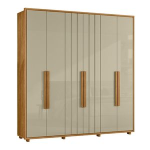 Guarda-roupa Casal Portinari Ripado 6 Portas 4 Gavetas - 7 Decor Cumaru E Opala