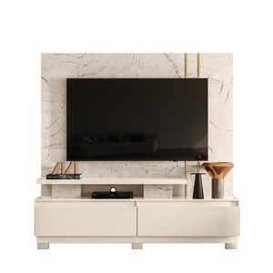 Combo Home Com Pés + Painel Para Tv 60 Polegadas New Apolo - 7 Decor Calacata E Off White