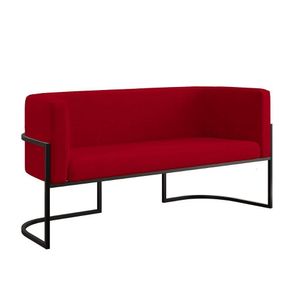 Sofá 2 Lugares Com Base De Metal Black Para Recepção Balaqui Vermelho