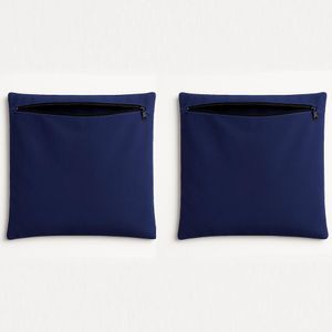 Kit 2 Capas Almofada Decorativa 42cm Em Suede Lisa para Sofá Azul Marinho