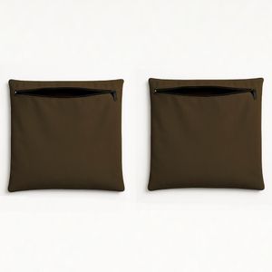 Kit 2 Capas Almofada Decorativa 42cm Em Suede Lisa para Sofá Marrom