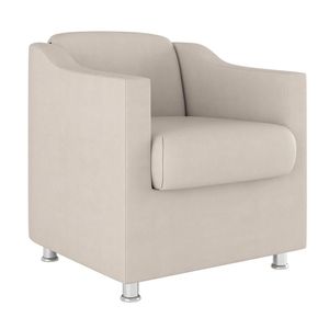 Poltrona Decorativa Com Base Reforçada Sala Quarto Jl Decor Bege