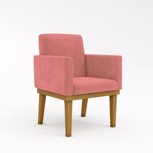 Poltrona Decorativa Com Base Reforçada Sala Quarto Jl Decor Rosa