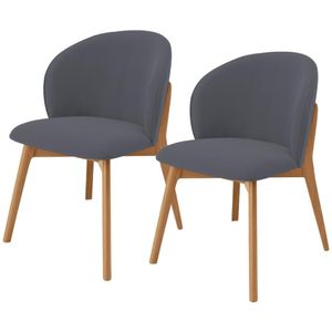 Kit 02 Cadeiras De Jantar E Estar Living Estofada Mia L02 Suede Cinza - Lyam Decor