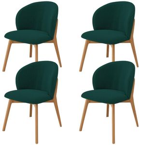 Kit 04 Cadeiras De Jantar E Estar Living Estofada Mia L02 Bouclê Verde - Lyam Decor