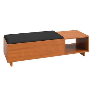 Calçadeira Com Baú Para Quarto Casal Veludo Malaga Madeirado / Preto Dobuê