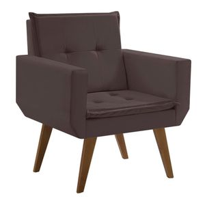 Poltrona Decorativa Taurus 1 Lugar Base Palito Tecido Marrom