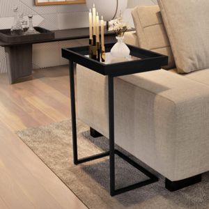 Mesa De Apoio Lateral Sala De Estar 4876 Preto Pé De Ferro Preto