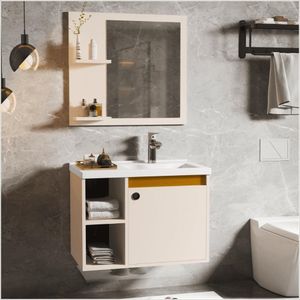 Conj Gabinete C/ Espelheira E Cuba Para Banheiro Adonis Perola Com Nature